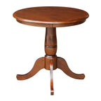 International Concepts Table de salle à manger ronde à piedestal de 76 cm avec 2 chaises à dossier en X, couleur expresso : en parawood massif, ensemble de 3 pièces