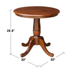 International Concepts Table de salle à manger ronde à piedestal de 76 cm avec 2 chaises à dossier en X, couleur expresso : en parawood massif, ensemble de 3 pièces