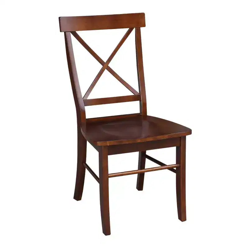 International Concepts Table de salle à manger ronde à piedestal de 76 cm avec 2 chaises à dossier en X, couleur expresso : en parawood massif, ensemble de 3 pièces