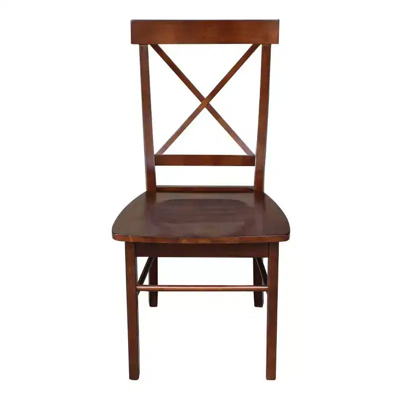 International Concepts Table de salle à manger ronde à piedestal de 76 cm avec 2 chaises à dossier en X, couleur expresso : en parawood massif, ensemble de 3 pièces