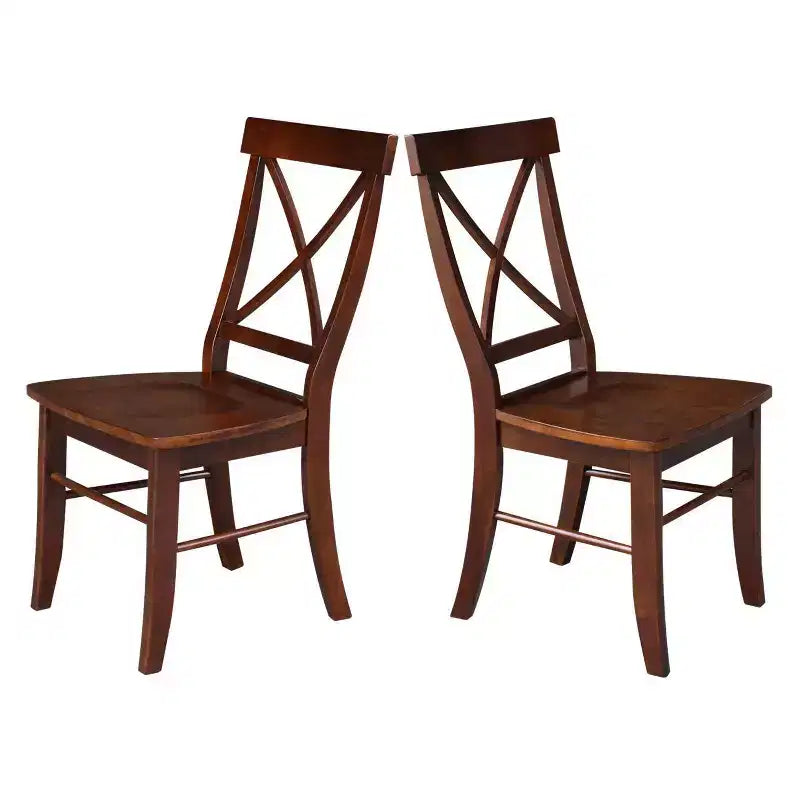 International Concepts Table de salle à manger ronde à piedestal de 76 cm avec 2 chaises à dossier en X, couleur expresso : en parawood massif, ensemble de 3 pièces
