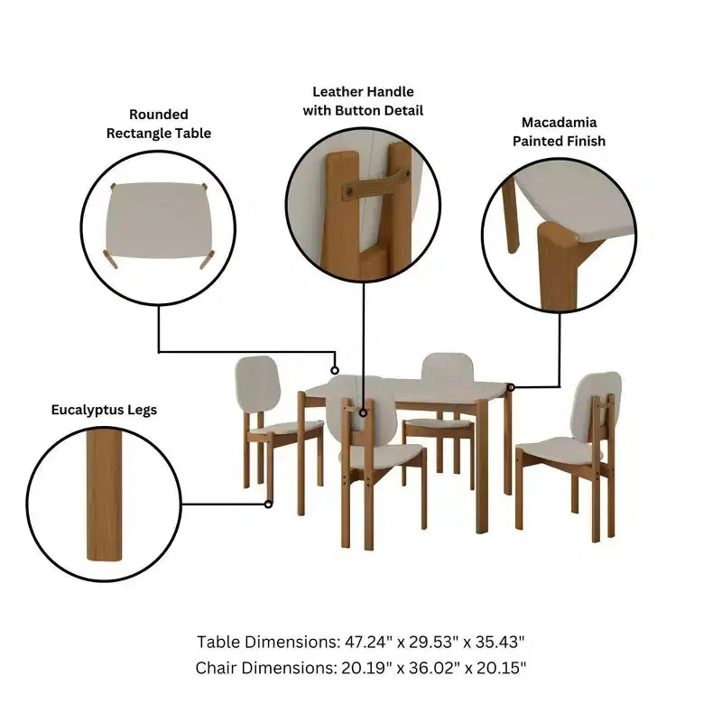 Ensemble de salle à manger 5 pièces moderne du milieu du siècle Gales Manhattan Comfort