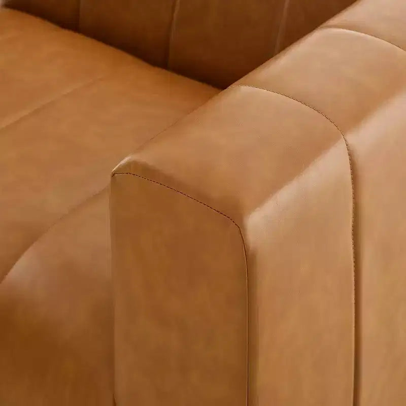 Modway Ensemble canapé sectionnel 8 places en cuir végétalien Bartlett, couleur sable : Modèle moderne en forme de U, aucun assemblage requis.
