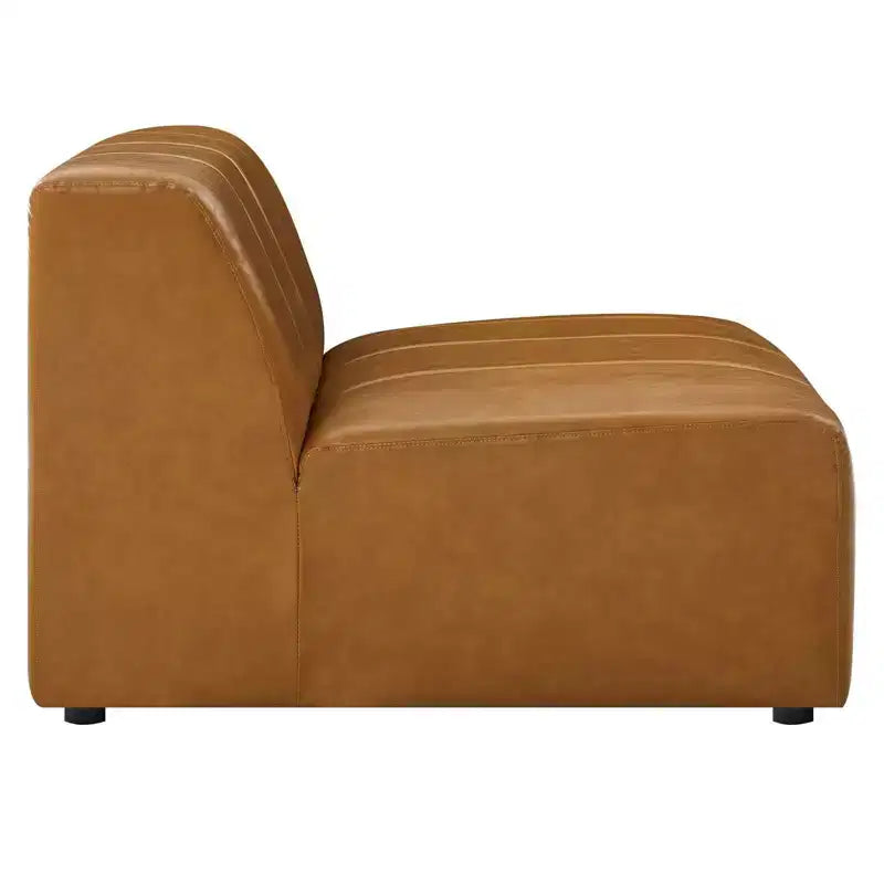 Modway Ensemble canapé sectionnel 8 places en cuir végétalien Bartlett, couleur sable : Modèle moderne en forme de U, aucun assemblage requis.