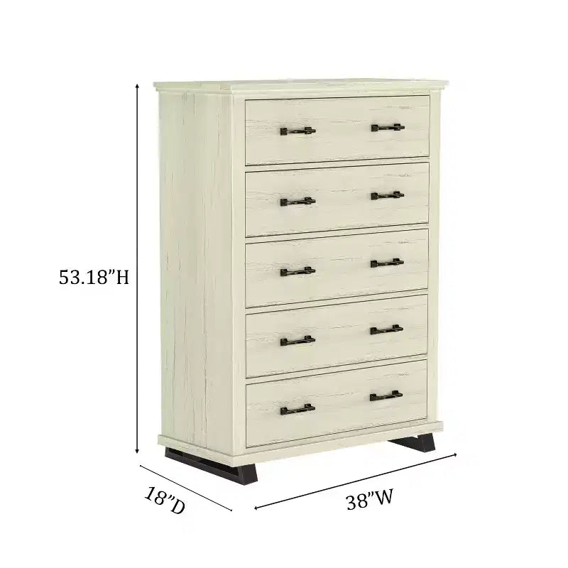 Festivo Ensemble commode contemporaine à 9 tiroirs et chiffonnier à 5 tiroirs de 38 po, aspect bois brut blanchi : Rangement de chambre à coucher nécessitant un assemblage par un adulte