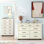 Festivo Ensemble commode contemporaine à 9 tiroirs et chiffonnier à 5 tiroirs de 38 po, aspect bois brut blanchi : Rangement de chambre à coucher nécessitant un assemblage par un adulte