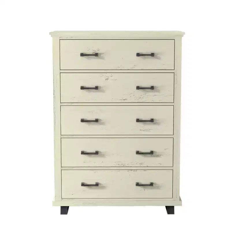 Festivo Ensemble commode contemporaine à 9 tiroirs et chiffonnier à 5 tiroirs de 38 po, aspect bois brut blanchi : Rangement de chambre à coucher nécessitant un assemblage par un adulte