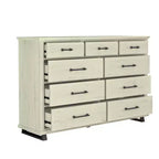 Festivo Ensemble commode contemporaine à 9 tiroirs et chiffonnier à 5 tiroirs de 38 po, aspect bois brut blanchi : Rangement de chambre à coucher nécessitant un assemblage par un adulte