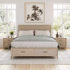 HOMES: Inside + Out Ensemble de chambre à coucher 3 pièces King Riverstone Mid-Century Modern avec 2 tables de chevet Noyer