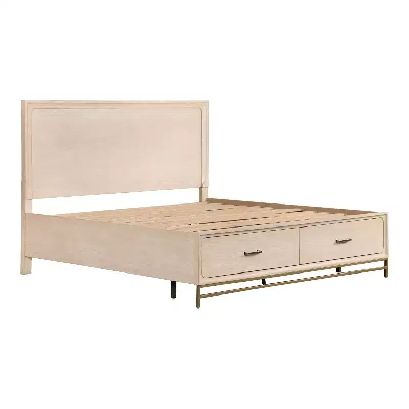 HOMES: Inside + Out Ensemble de chambre à coucher 3 pièces King Riverstone Mid-Century Modern avec 2 tables de chevet Noyer