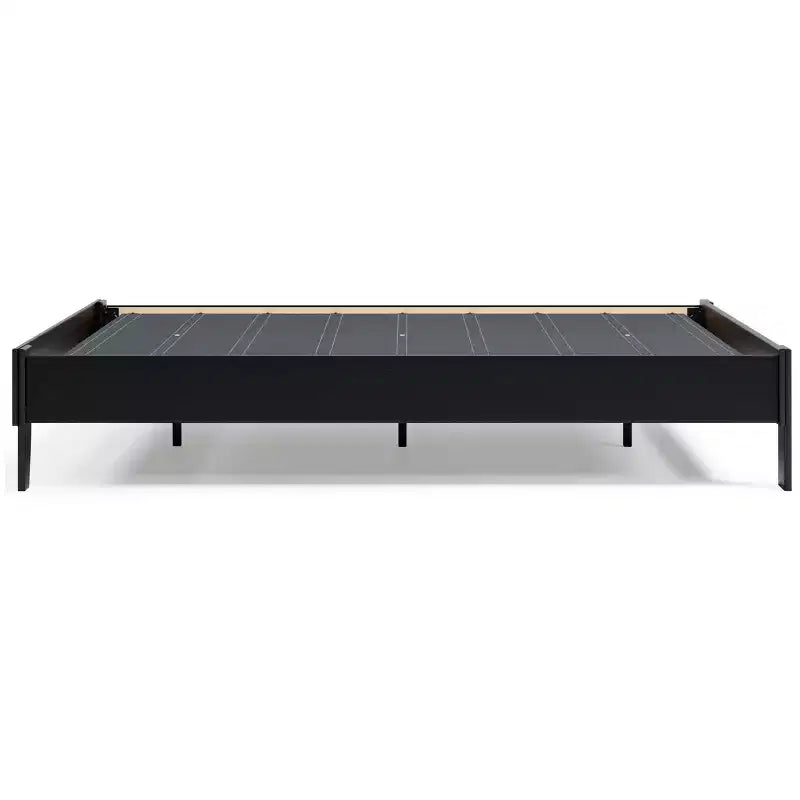 Lit plateforme Finch noir : Style moderne, cadre en MDF, pas besoin de sommier tapissier