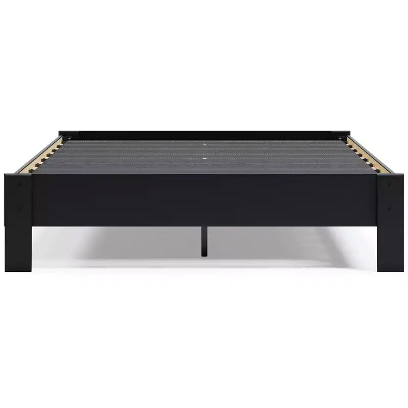 Lit plateforme Finch noir : Style moderne, cadre en MDF, pas besoin de sommier tapissier
