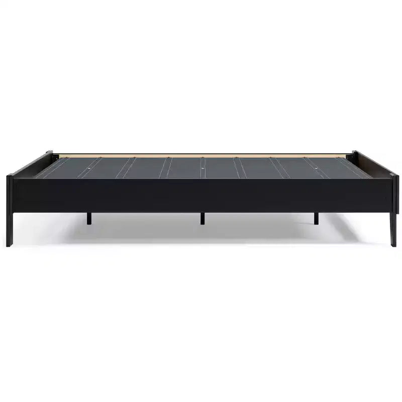Lit plateforme Finch noir : Style moderne, cadre en MDF, pas besoin de sommier tapissier