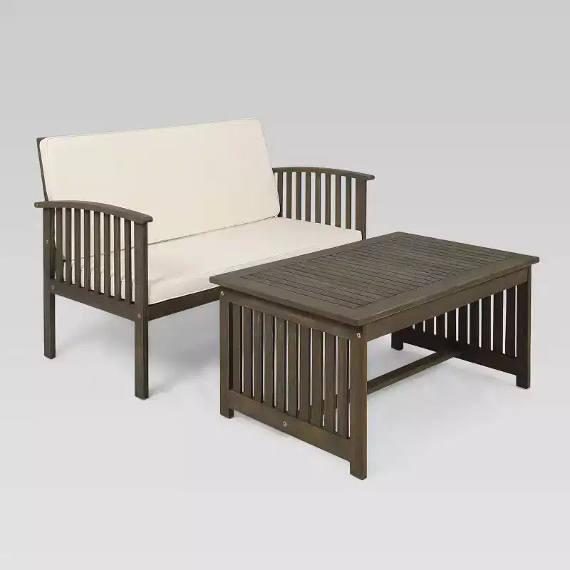 Causeuse et table basse en acacia 2 pièces Carolina - Christopher Knight Home
