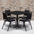 Ensemble table carrée stratifiée Emma et Oliver 36 po avec piètement en X et 4 chaises de banquet