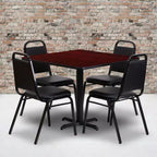 Ensemble table carrée stratifiée Emma et Oliver 36 po avec piètement en X et 4 chaises de banquet