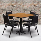 Ensemble table carrée stratifiée Emma et Oliver 36 po avec piètement en X et 4 chaises de banquet