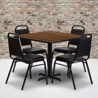 Ensemble table carrée stratifiée Emma et Oliver 36 po avec piètement en X et 4 chaises de banquet
