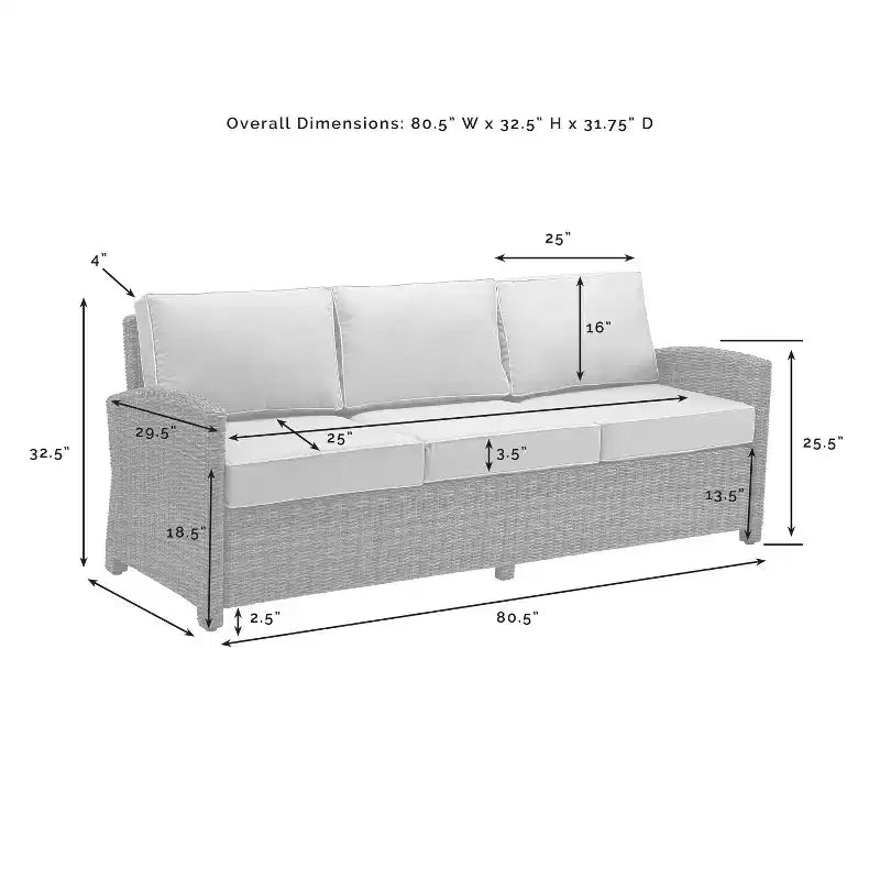 Ensemble de sofa 5 pièces en osier d'extérieur Bradenton - Crosley