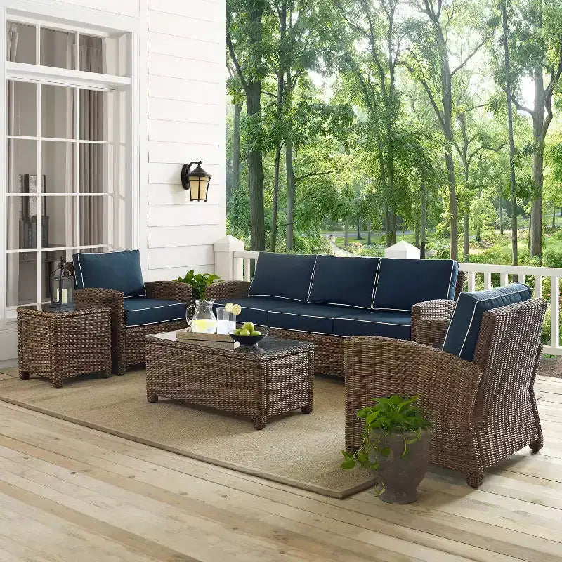 Ensemble de sofa 5 pièces en osier d'extérieur Bradenton - Crosley