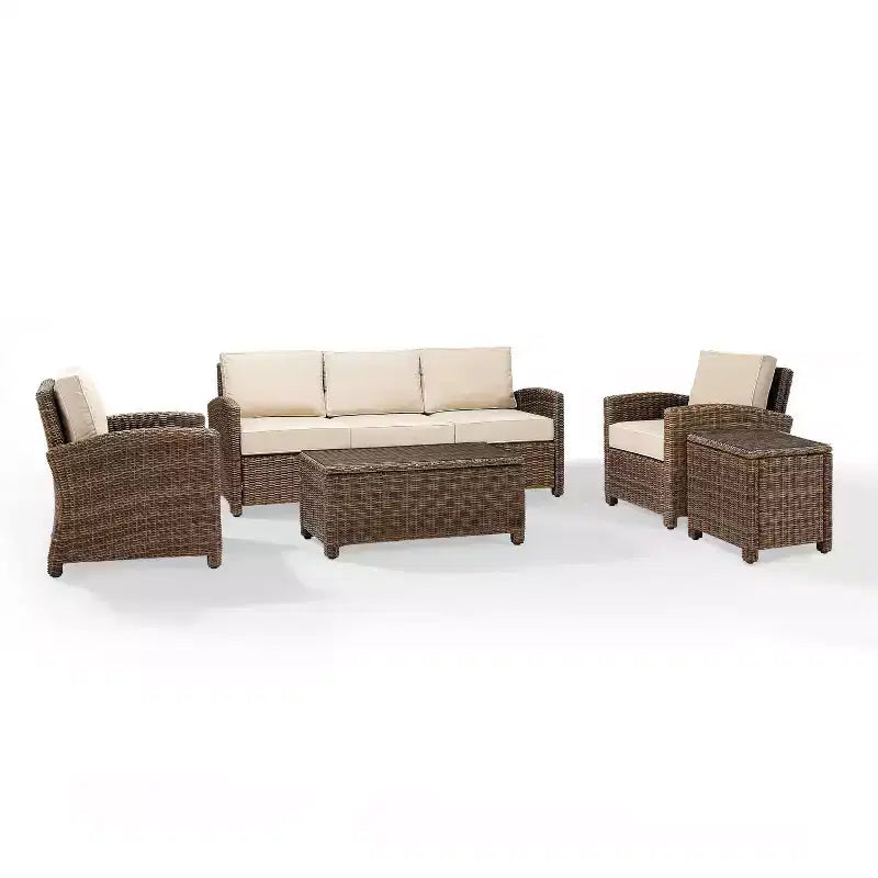 Ensemble de sofa 5 pièces en osier d'extérieur Bradenton - Crosley