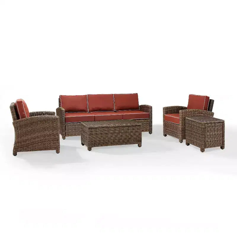 Ensemble de sofa 5 pièces en osier d'extérieur Bradenton - Crosley