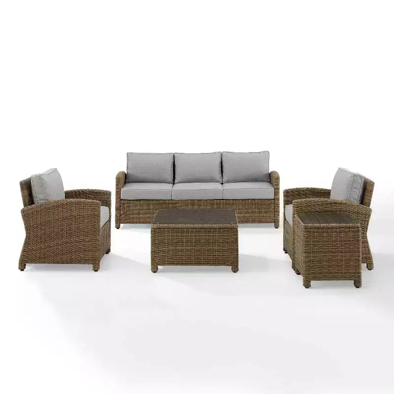 Ensemble de sofa 5 pièces en osier d'extérieur Bradenton - Crosley