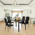 Costway 5 Piece Kitchen Dining Set Glass Metal Table 30 and 4 Chairs Breakfast Furniture Black