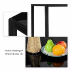Costway Ensemble de salle à manger 5 pièces en verre et métal Table 76 cm et 4 chaises Meubles de petit-déjeuner Noir