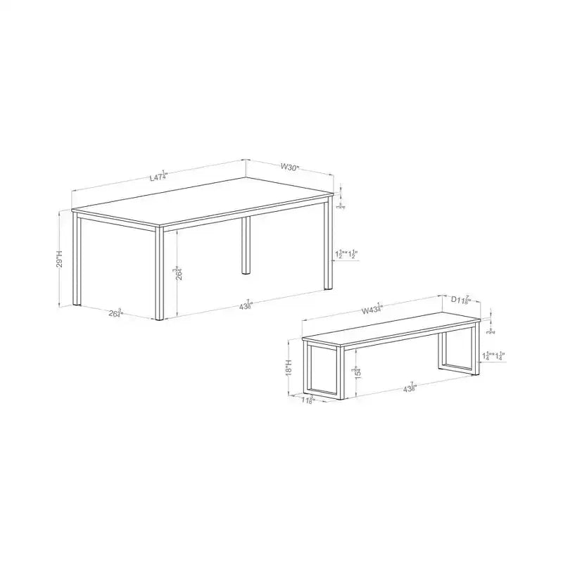 Ensemble table à manger Killucan 3 pièces avec 2 bancs - miBasics