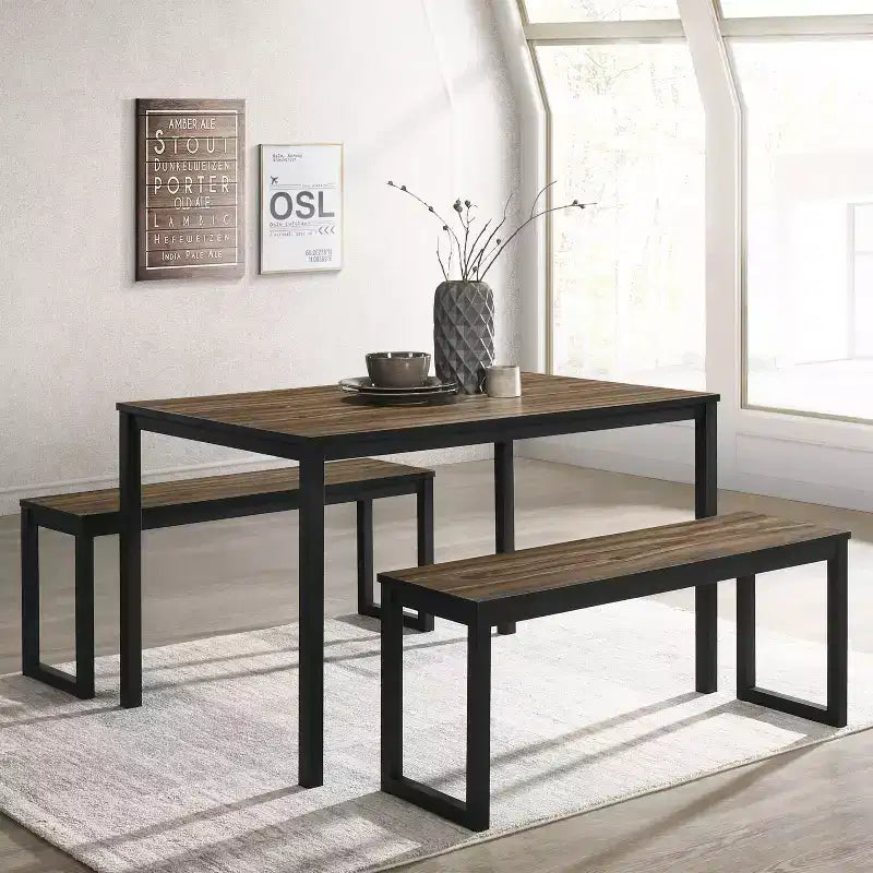 Ensemble table à manger Killucan 3 pièces avec 2 bancs - miBasics
