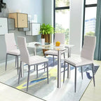 Ensemble de salle à manger 5 pièces Costway Table de 75,2 cm et 4 chaises Meubles de cuisine en verre et métal Blanc