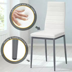 Ensemble de salle à manger 5 pièces Costway Table de 75,2 cm et 4 chaises Meubles de cuisine en verre et métal Blanc