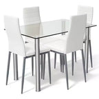 Ensemble de salle à manger 5 pièces Costway Table de 75,2 cm et 4 chaises Meubles de cuisine en verre et métal Blanc