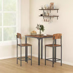 HOMCOM Ensemble table et chaises de bar 3 pièces de style industriel, hauteur comptoir, avec pieds et repose-pieds en acier