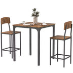 HOMCOM Ensemble table et chaises de bar 3 pièces de style industriel, hauteur comptoir, avec pieds et repose-pieds en acier