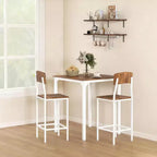 HOMCOM Ensemble table et chaises de bar 3 pièces de style industriel, hauteur comptoir, avec pieds et repose-pieds en acier