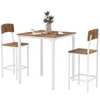 HOMCOM Ensemble table et chaises de bar 3 pièces de style industriel, hauteur comptoir, avec pieds et repose-pieds en acier