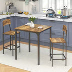 HOMCOM Ensemble table et chaises de bar 3 pièces de style industriel, hauteur comptoir, avec pieds et repose-pieds en acier