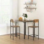 HOMCOM Ensemble table et chaises de bar 3 pièces de style industriel, hauteur comptoir, avec pieds et repose-pieds en acier