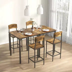 HOMCOM Ensemble table et chaises de bar 3 pièces de style industriel, hauteur comptoir, avec pieds et repose-pieds en acier