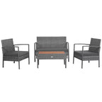 Ensemble de 4 meubles de patio en rotin Costway avec chaises rembourrées et plateau de table en bois gris