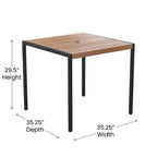 Ensemble table de patio 5 pièces Emma et Oliver - 2 chaises empilables en faux teck synthétique - Table en faux teck - Parasol avec base