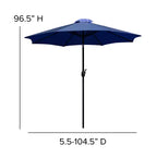Ensemble de salle à manger 7 pièces Merrick Lane avec parasol et base - Table à cadre en acier avec trou pour parasol et 4 fauteuils de club