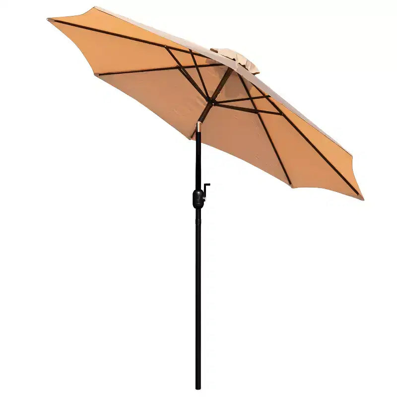 Ensemble de salle à manger 7 pièces Merrick Lane avec parasol et base - Table à cadre en acier avec trou pour parasol et 4 fauteuils de club