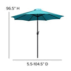 Ensemble de salle à manger 7 pièces Merrick Lane avec parasol et base - Table à cadre en acier avec trou pour parasol et 4 fauteuils de club
