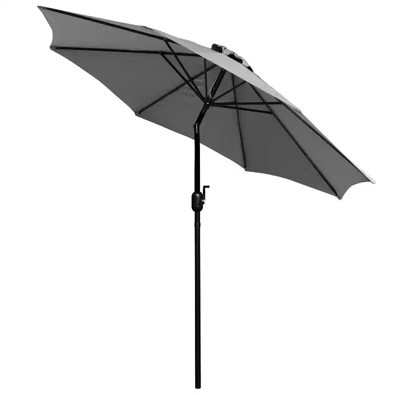 Ensemble de salle à manger 7 pièces Merrick Lane avec parasol et base - Table à cadre en acier avec trou pour parasol et 4 fauteuils de club