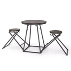 Ensemble table de bar 3 pièces Costway Table de salle à manger ronde et 2 tabourets pliables avec cadre en métal