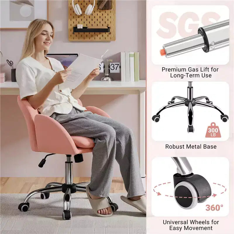 Chaise de bureau pivotante à roulettes avec accoudoirs pour la maison ou le bureau