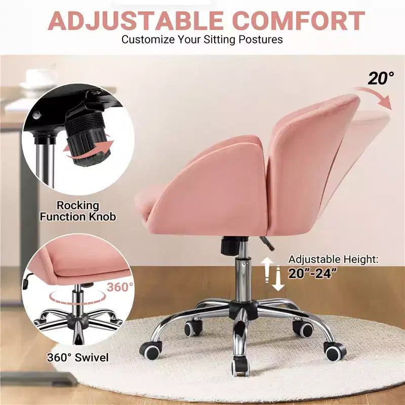 Chaise de bureau pivotante à roulettes avec accoudoirs pour la maison ou le bureau